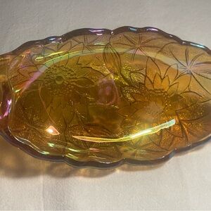 Vintage Carnival Glass Marigold Iridescent Dish